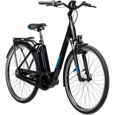 Bicicleta de paseo eléctrica CUBE TOWN RT HYBRID PRO 500 WAVE Negro/Azul 2021 0